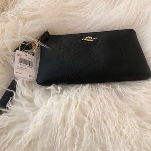 Brand New Black Pebble Leather Coach Wristlet NWT!